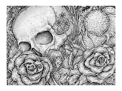 Ice Cream Skulls - Fragment dead flower human ice cream illustration ink merch musical nature print roses skull