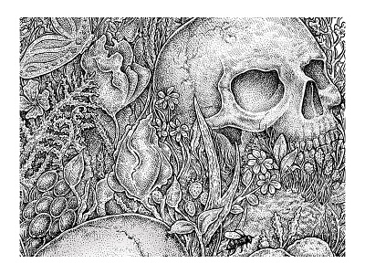 Ice Cream Skulls - Fragment 2 dead flower human ice cream illustration ink merch musical nature print roses skull
