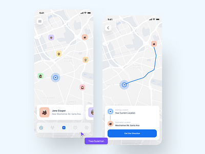 Security App concept - See and track your friends' location design location map mobile security app ui