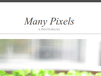 Many Pixels photoblog typography
