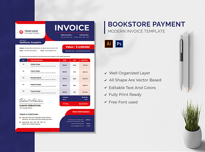 Bookstore Invoice Template graphic template invoice invoice template