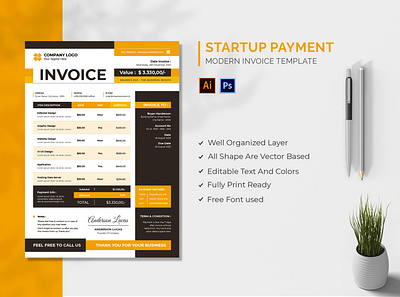 StartUp Invoice Payment Template graphic template invoice invoice template startup