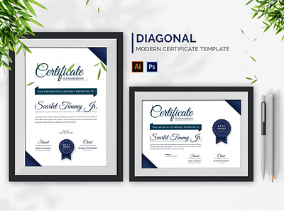 Diagonal Certificate certificate graphic template