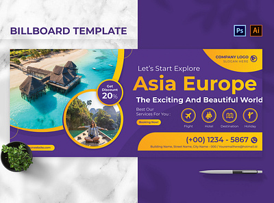 Travel Explore Billboard Landscape billboard billboard landscape graphic template