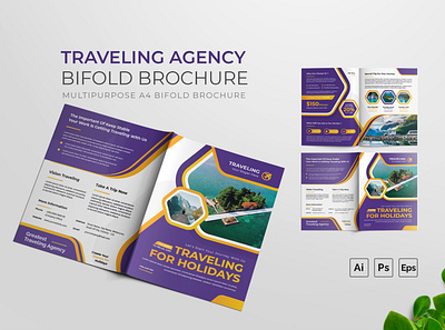 Traveling Agency Bifold Brochure bifold brochure graphic template