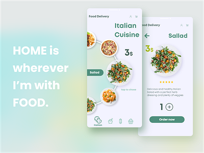 Food Delivery App clean design cousine food food delivery app italian food soft colors