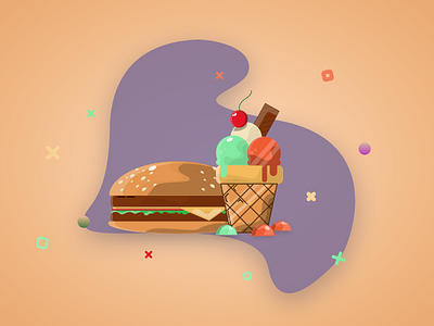 First try burger ice cream illustration