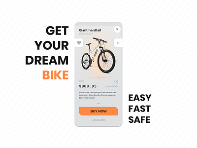 Bike Ecommerce App Desing app design bicycle bike ecommerce minimal mobile product single page sport ui design