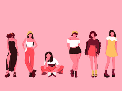 Flat Girls Illustration 💗 character design flat flat illustration girls illustration illustrator pink