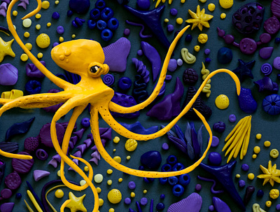 Octopus clay design illustration plasticine underwater