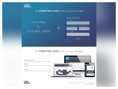 Leadnomics For Agents - Marketing Lander blue form gradient gray grey ios marketing responsive ux