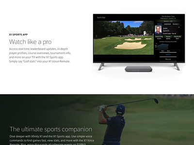 Comcast X1 Golf App app clean design golf pga tour television