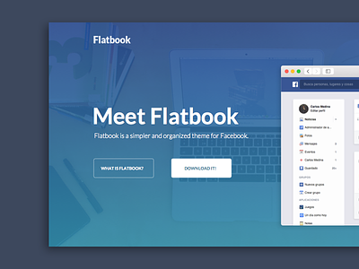Flatbook new site background blue buttons clean cover download facebook flat gradient header homepage site