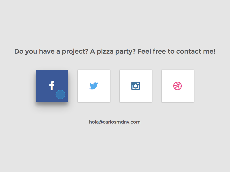 Contact section | Personal website web minimal ui icons html flat facebook email css clean buttons box