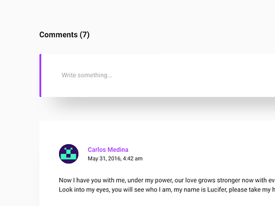 Comments Section - Personal Blog blog clean flat portfolio purple shadow