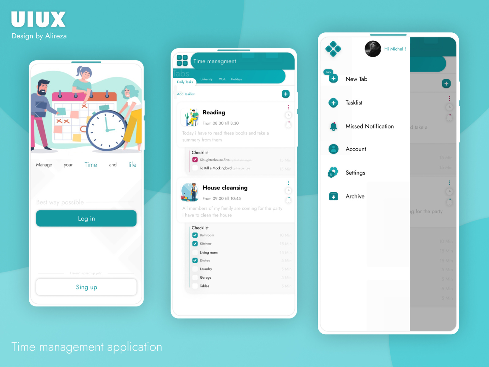 Time management application by Aria Erfani on Dribbble