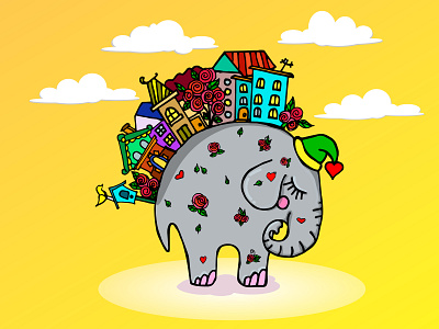 sleeping elephant cartoon character design elephant illustration mascot vector