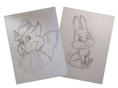 Sketch Fox & Bunny bunny character fox illustration sketch