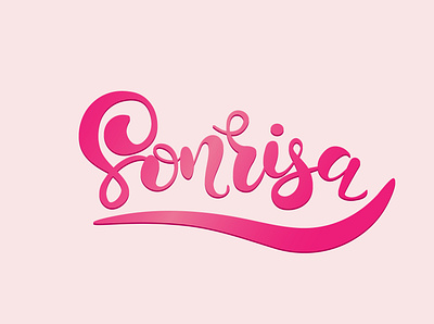 smile in spanish branding design illustration illustrator lettering logo pink postcard smile sonrisa typography vector