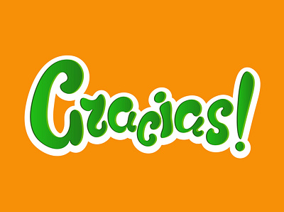 gracias - thanks in spanish design gracias green illustration illustrator lettering vector