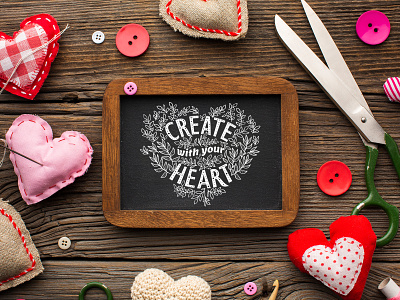 Create with your Heart branding design illustration illustrator lettering lettering art lettering logo logo postcard typography vector