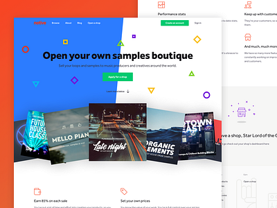 Notive - Open A Shop header hero loops music nav samples startup ui ux web website