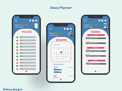 Dewy's school planner app design graphic design planner school app ui ux