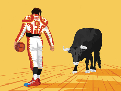 Ricky Rubador apple pencil basketball bullfighting illustration ipadpro matador nba nba art procreate ricky rubio spain