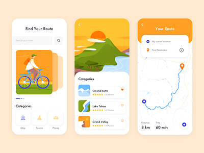 Bike Map app design mobile ui ux