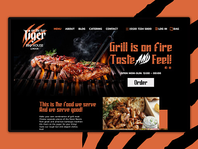 Tiger BBQ House bbq desktop logo restaurants ui web website design
