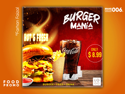 Burger Mania | Food Promo | Client Project advertising branding creative design food graphic design modern poster design promotion restaurant social media