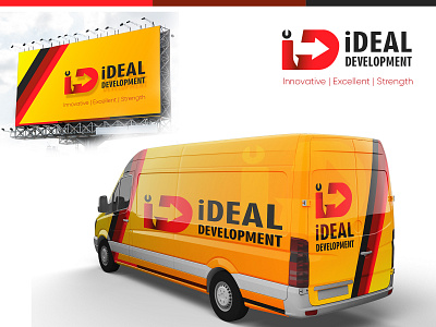 iDeal Development | Branding | PR | Transport advertising branding business construction coperate creative design hoarding logo minimal modern transportation typography vehicle wrap