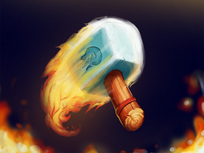 The hammer of justice flame flying game hummer icon smash wood