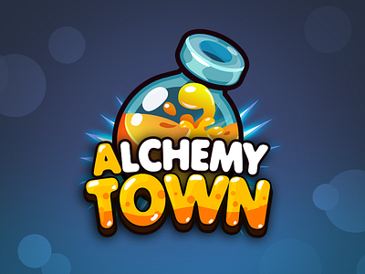 Alchemy Town alchemy bottle game logo title town vector