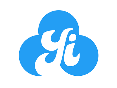 Youth initiative blue cloud cotton letters logo simple vector