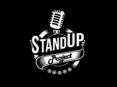 Standup blackwhite comedy logo microphone standup