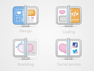 4 website icons branding coding design icon promo social vector web