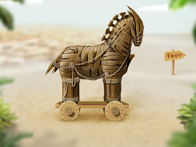 Trojan Horse horse illustration sand trojan