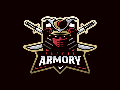 Player Armory - Mascot Logo black esport gaming gold logo mascot red samurai sport swords