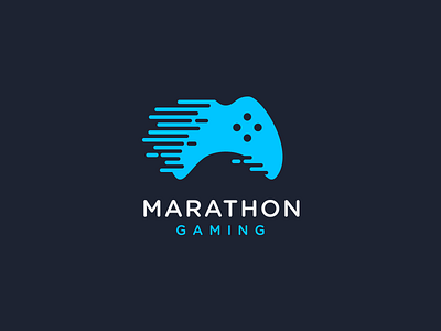 Marathon Gaming - Logo Design blue brand charity controller esports fast gaming logo marathon motion video game