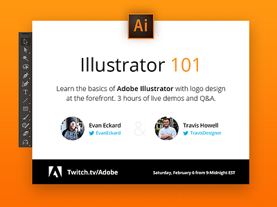 Adobe Live Stream adobe card illustrator orange twitch