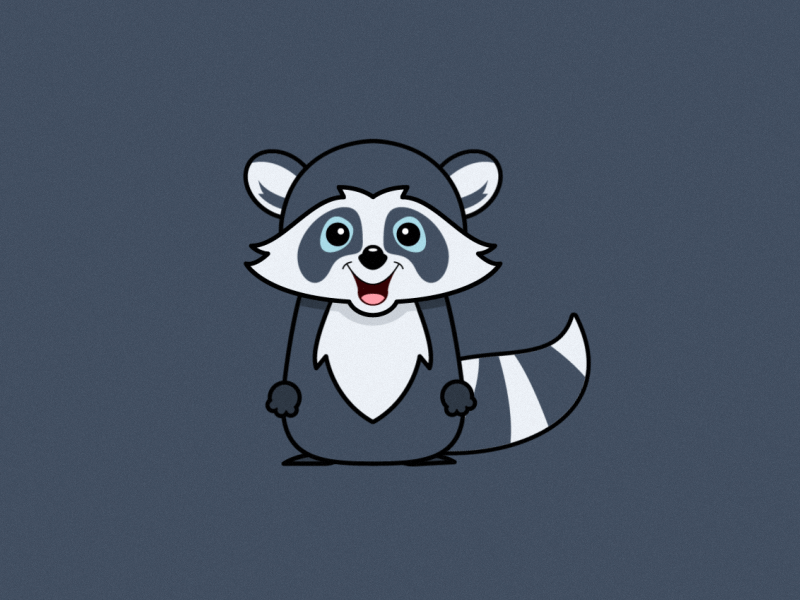 Racco Waving ae animation character fun gif mascot raccoon wave