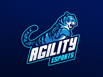 Tiger eSports Logo blue brand design electric esports games gaming logo mascot tiger video game