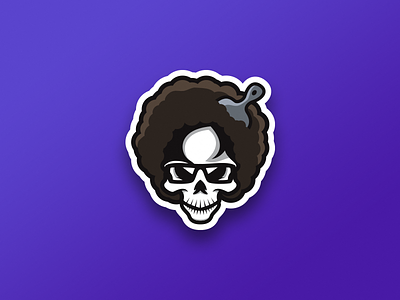 Afroooo Skuuullll afro creative grenade design head logo hair mascot pick skull
