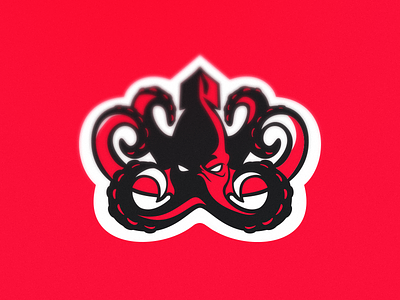 Squid esports gaming logo mascot octopus red sport squid