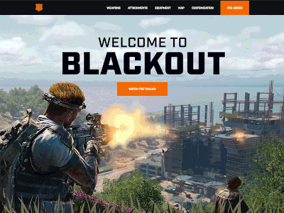 Blackout - Parallax Website battle royale blackops call of duty esports parallax ui video games web design
