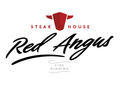 And the winner is! branding bull cow fine dinning logo red angus restaurant steak typography