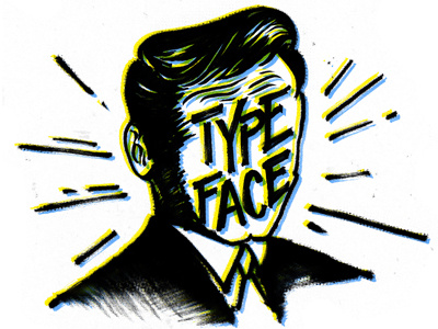 Typeface face head illustration print shop type typeface vintage