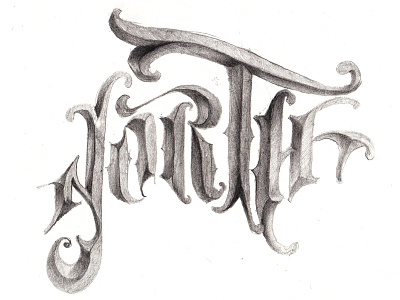 North hand drawn lettering north pencil type typography