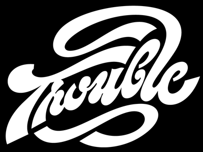 Trouble baseball bold lettering logo script type typography